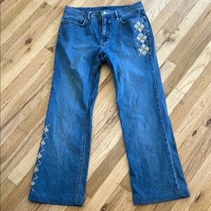 Christine Alexander Embellished Blue Medium-Wash Denim Jeans
